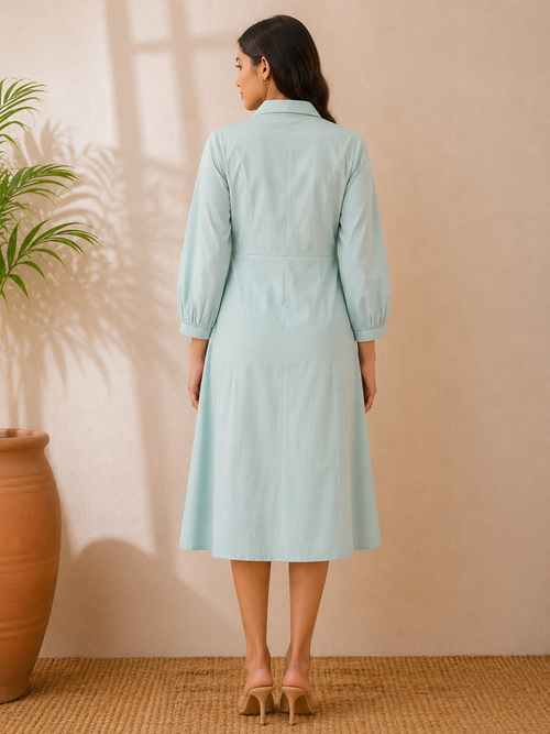 Ring Detail Midi Dress – Mint Green
