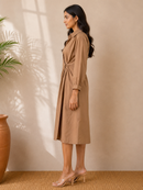 Ring Detail Midi Dress – Mocha Beige
