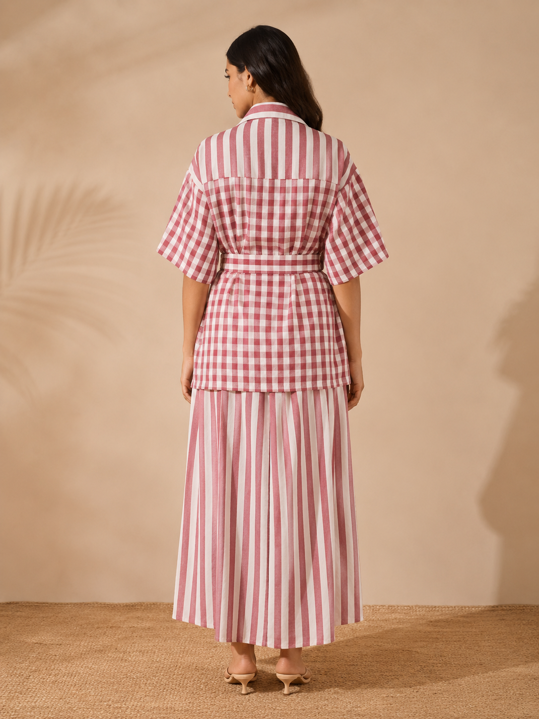 Pink Mixed Checks & Stripes Co-Ord Set