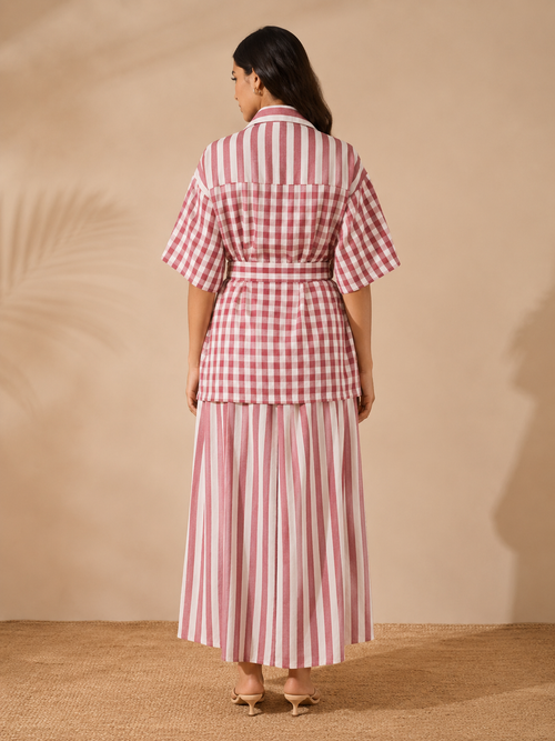 Pink Mixed Checks & Stripes Co-Ord Set