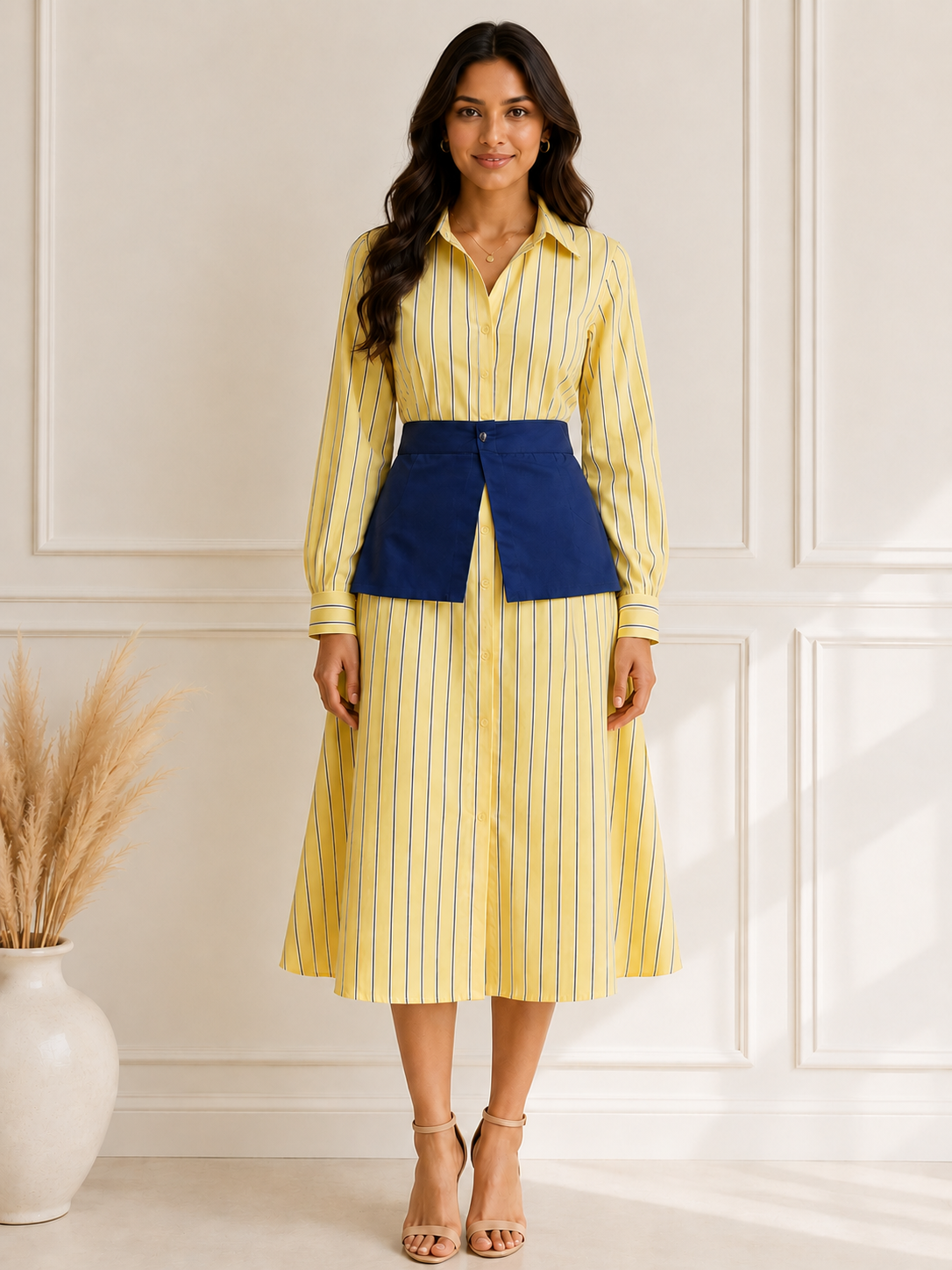 Lemon Zest Waist Detail Shirt Dress