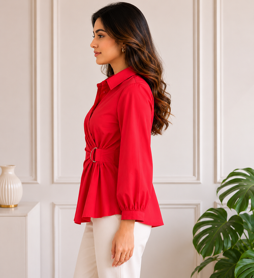 Halo Wrap Shirt – Scarlet Red