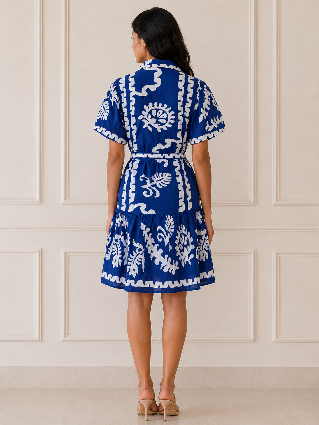 Azure Bloom Shirt Dress