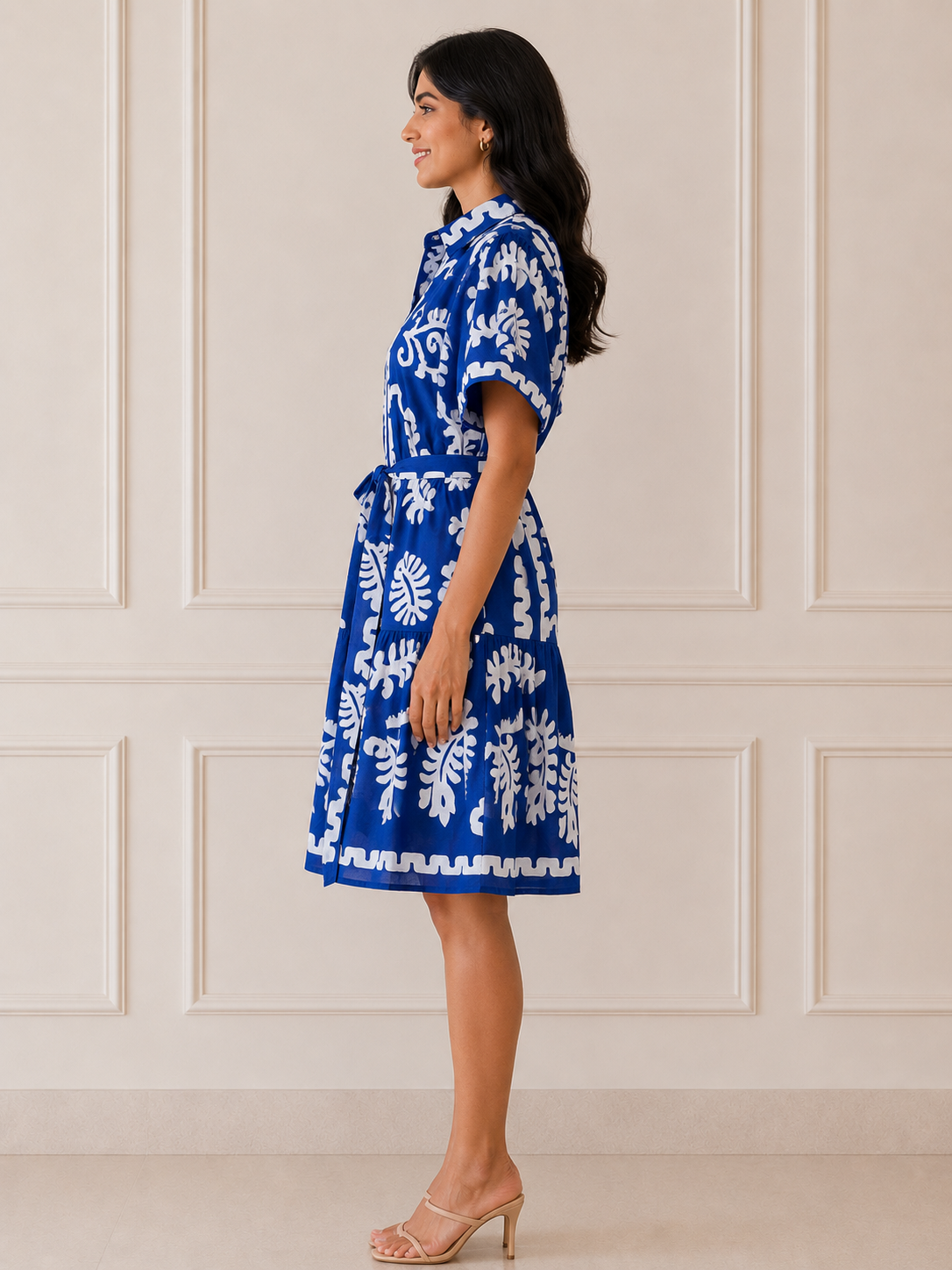Azure Bloom Shirt Dress