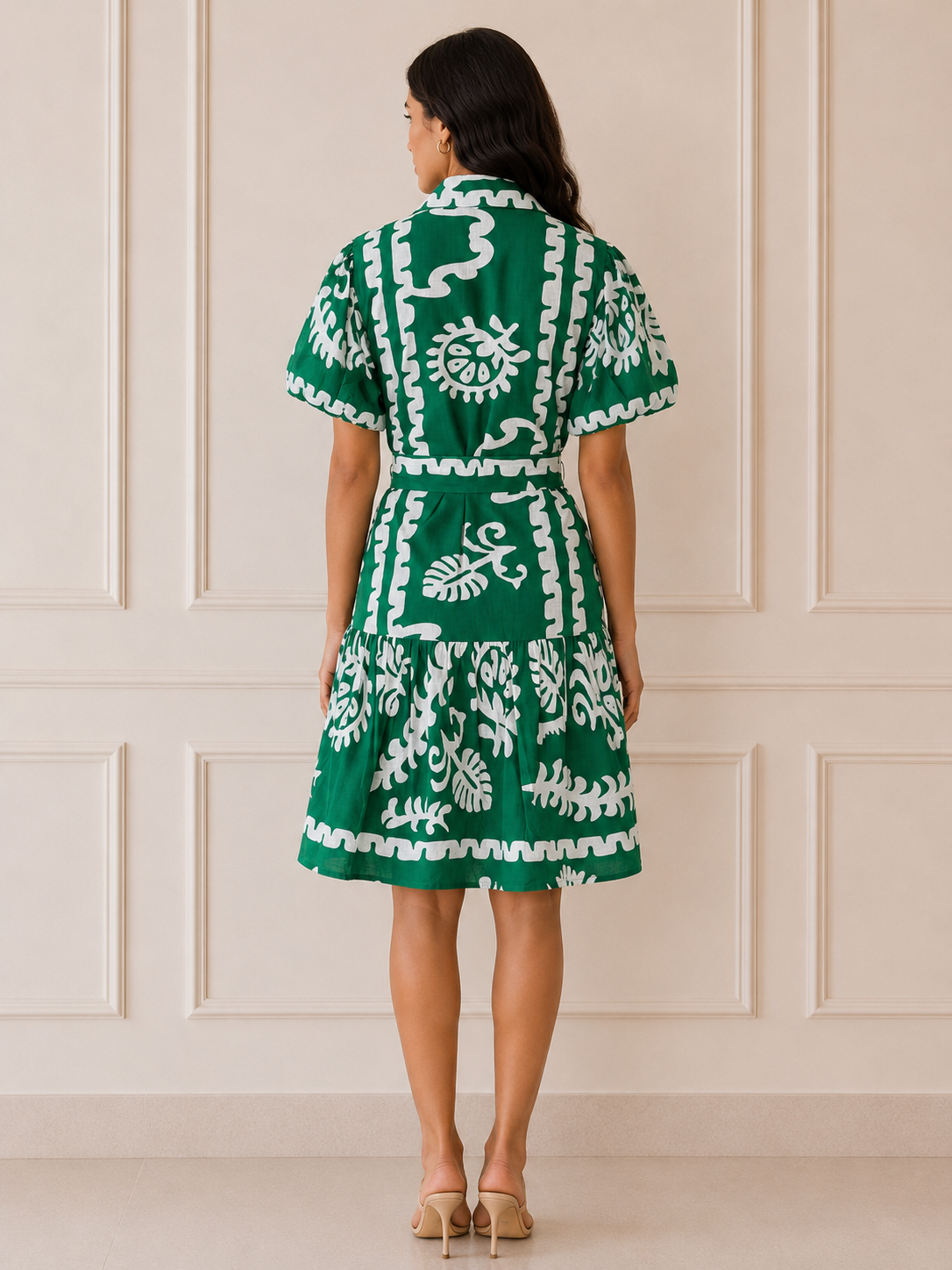 Emerald Bloom Shirt Dress