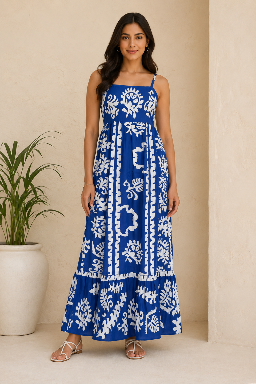 Azure Bloom Maxi Dress