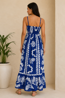 Azure Bloom Maxi Dress
