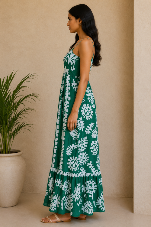 Emerald Bloom Maxi Dress