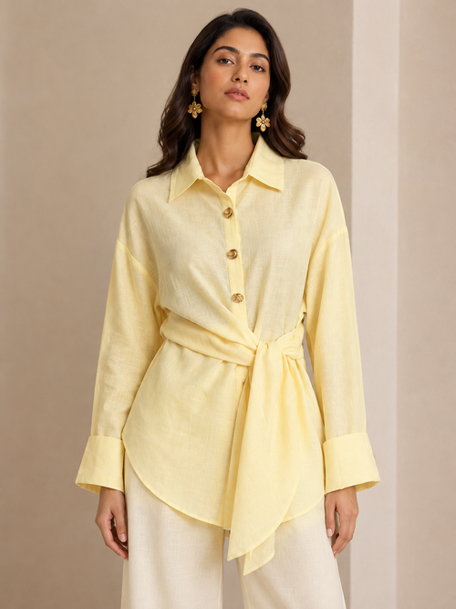 Buttercream Tie-Waist Shirt