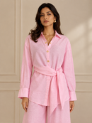 Festive Pink Tie-Waist Shirt