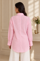 Festive Pink Tie-Waist Shirt