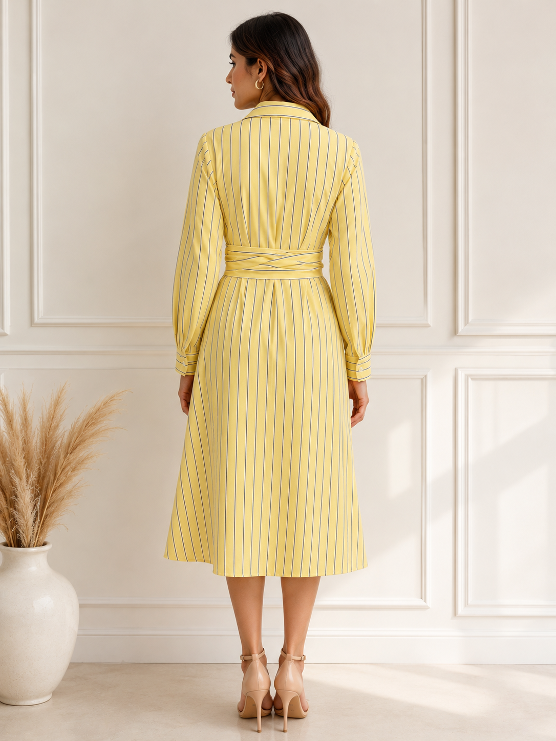 Lemon Stripe Shirt Dress