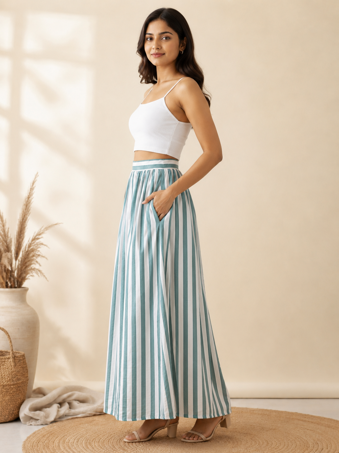 Sea Breeze Stripe Maxi Skirt