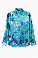 Abstract Print Satin Twin Set