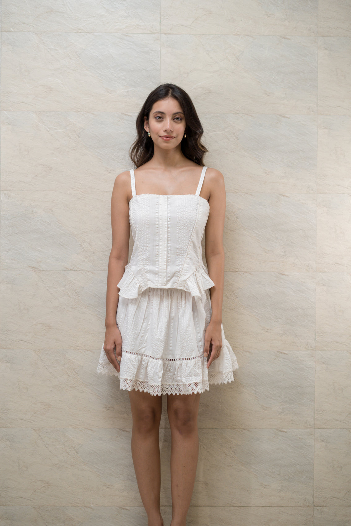 White Peplum Twin Set