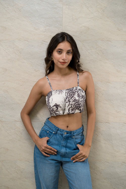 Noir Palm - Monochrome Tropical Top