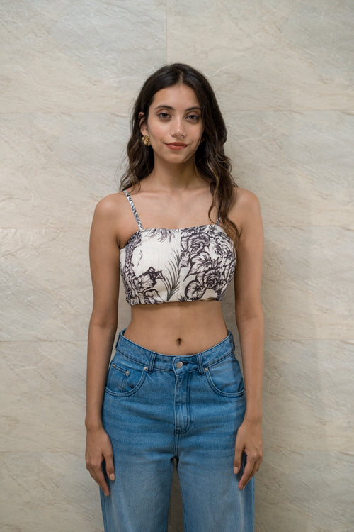 Noir Palm - Monochrome Tropical Top