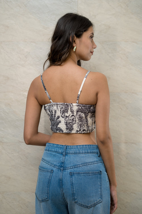 Noir Palm - Monochrome Tropical Top