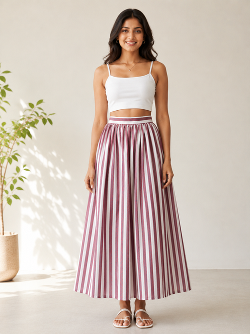 Rosé Stripe Maxi Skirt