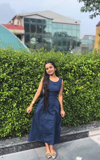 Sleeveless Cotton Fit-and-Flare Dress