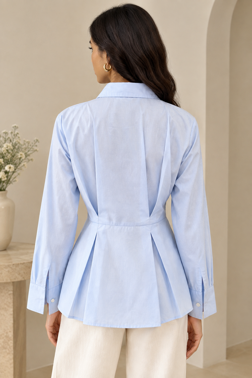 Pleated Waist Shirt – Powder Blue