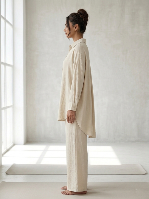 Beige Breeze Relaxed Co-Ord Set