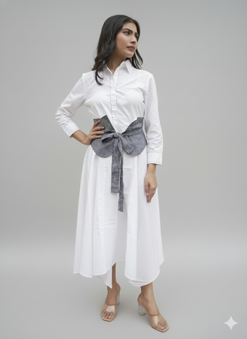 The Crisp Shirt and Striped Palazzo Trousers