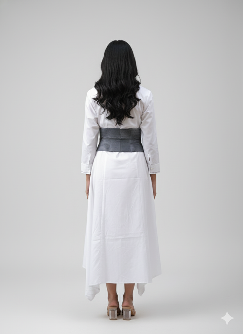 The Crisp Shirt and Striped Palazzo Trousers