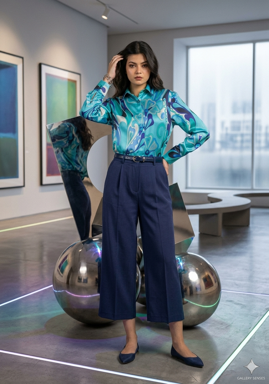The Cerulean Swirl Satin Shirt