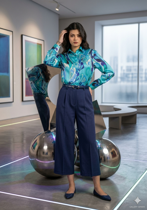 The Cerulean Swirl Satin Shirt