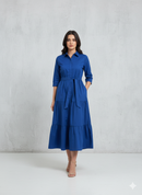 Navy Tiered Shirt Maxi Dress