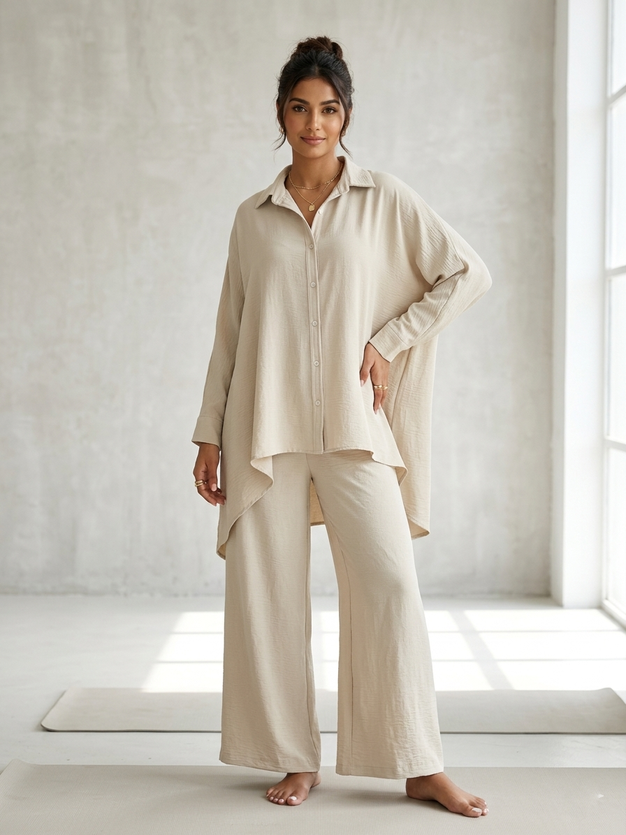Beige Breeze Relaxed Co-Ord Set