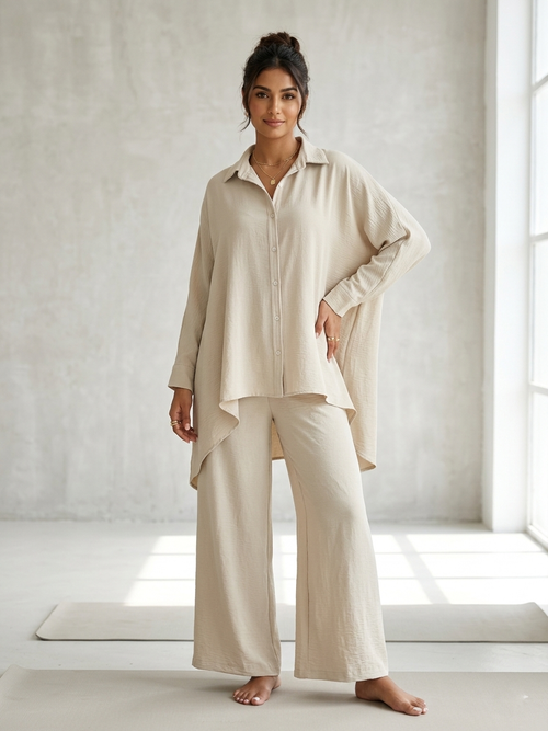 Beige Breeze Relaxed Co-Ord Set