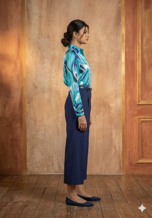 The Cerulean Swirl Satin Shirt