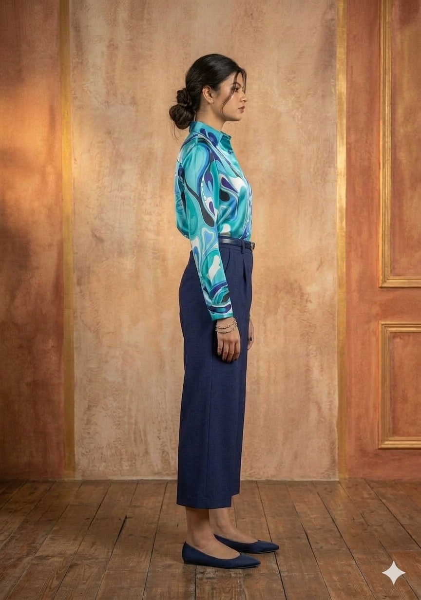 The Cerulean Swirl Satin Shirt