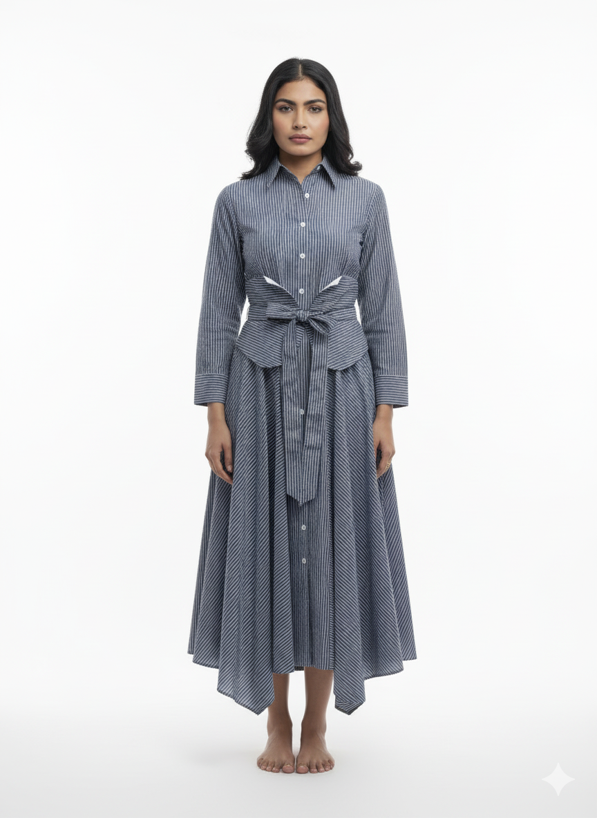 The Signature Striped Tie-Front Shirtdress