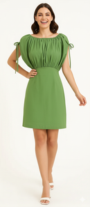 Gathered Puff Sleeve Dress