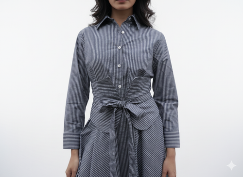 The Signature Striped Tie-Front Shirtdress