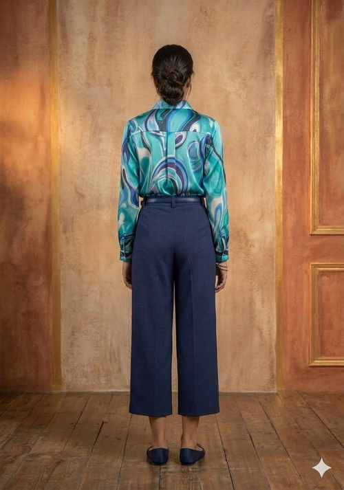 The Cerulean Swirl Satin Shirt