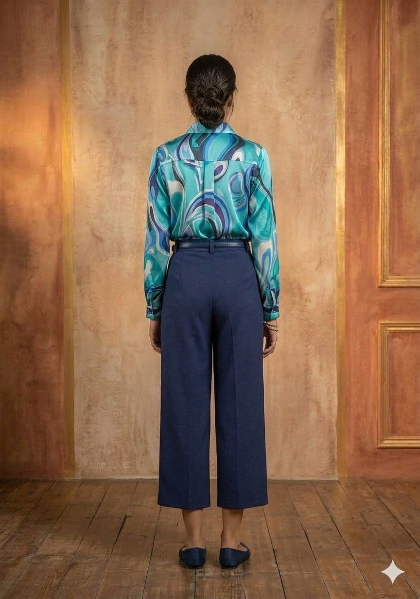 The Cerulean Swirl Satin Shirt