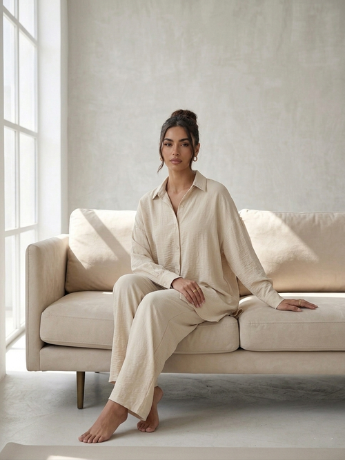 Beige Breeze Relaxed Co-Ord Set