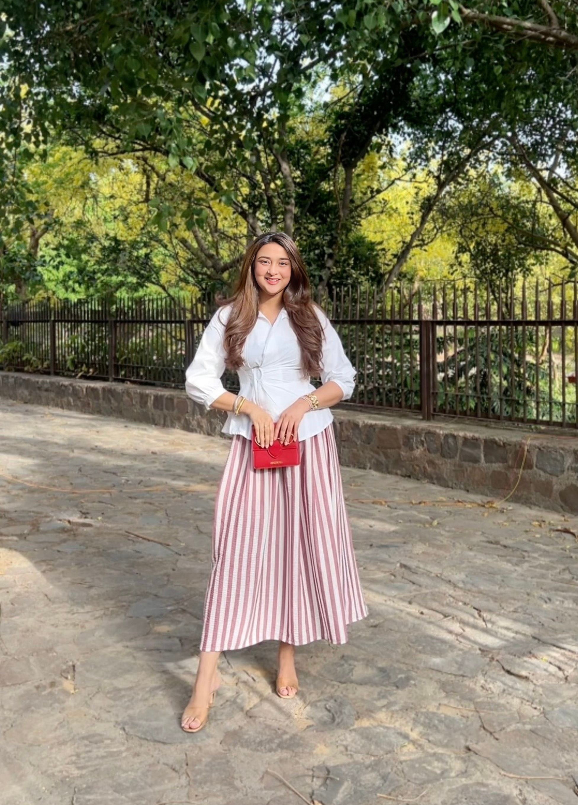 Rosé Stripe Maxi Skirt