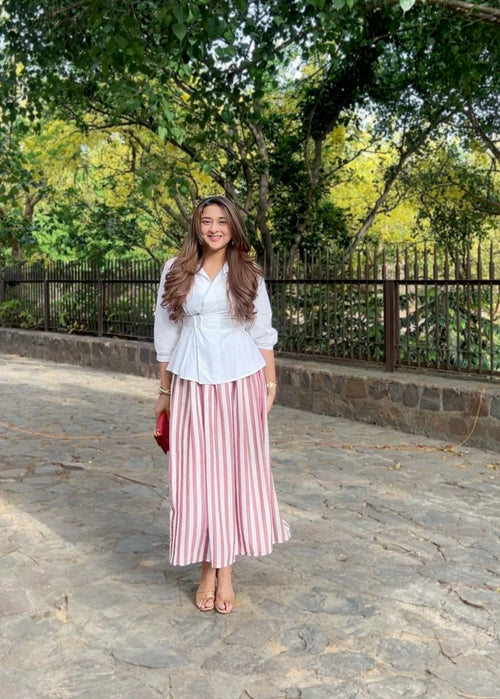 Rosé Stripe Maxi Skirt