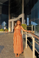 Brown Striped Maxi Dress