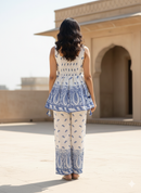 Blue Paisley Peplum Co-Ord Set