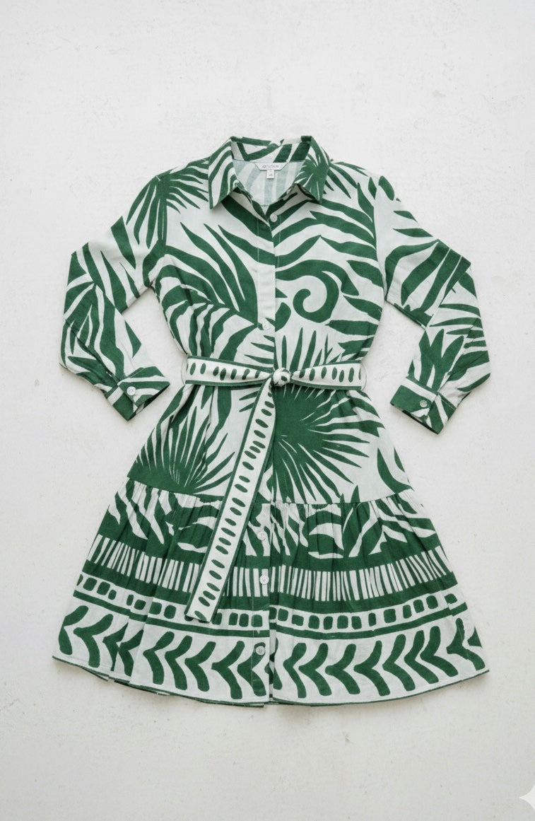 Tropical Botanical Shirt Dress