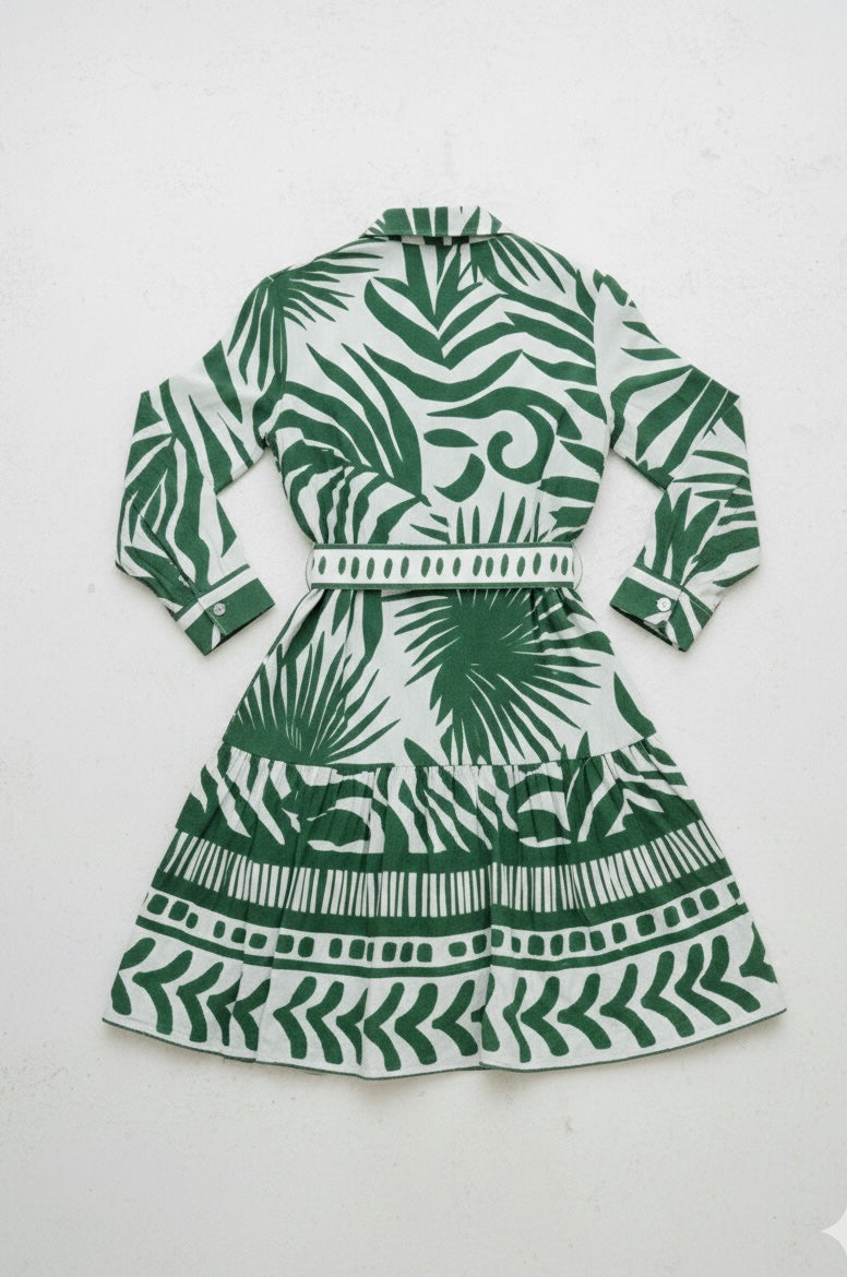 Tropical Botanical Shirt Dress