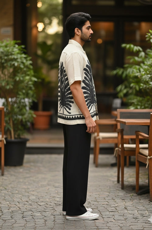 Tropical Palm Print Relaxed Fit Shirt