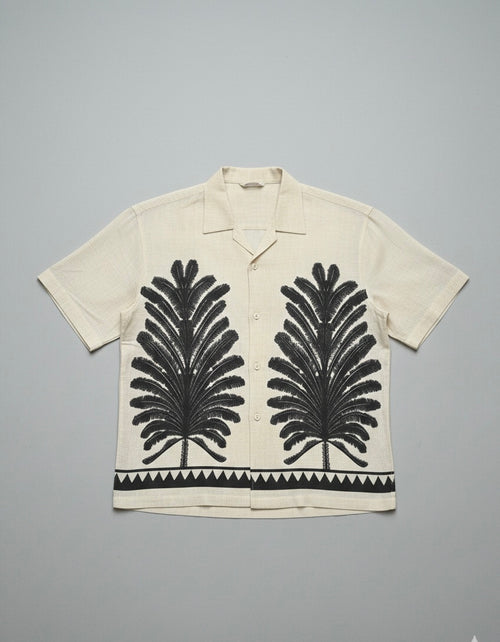 Tropical Palm Print Relaxed Fit Shirt
