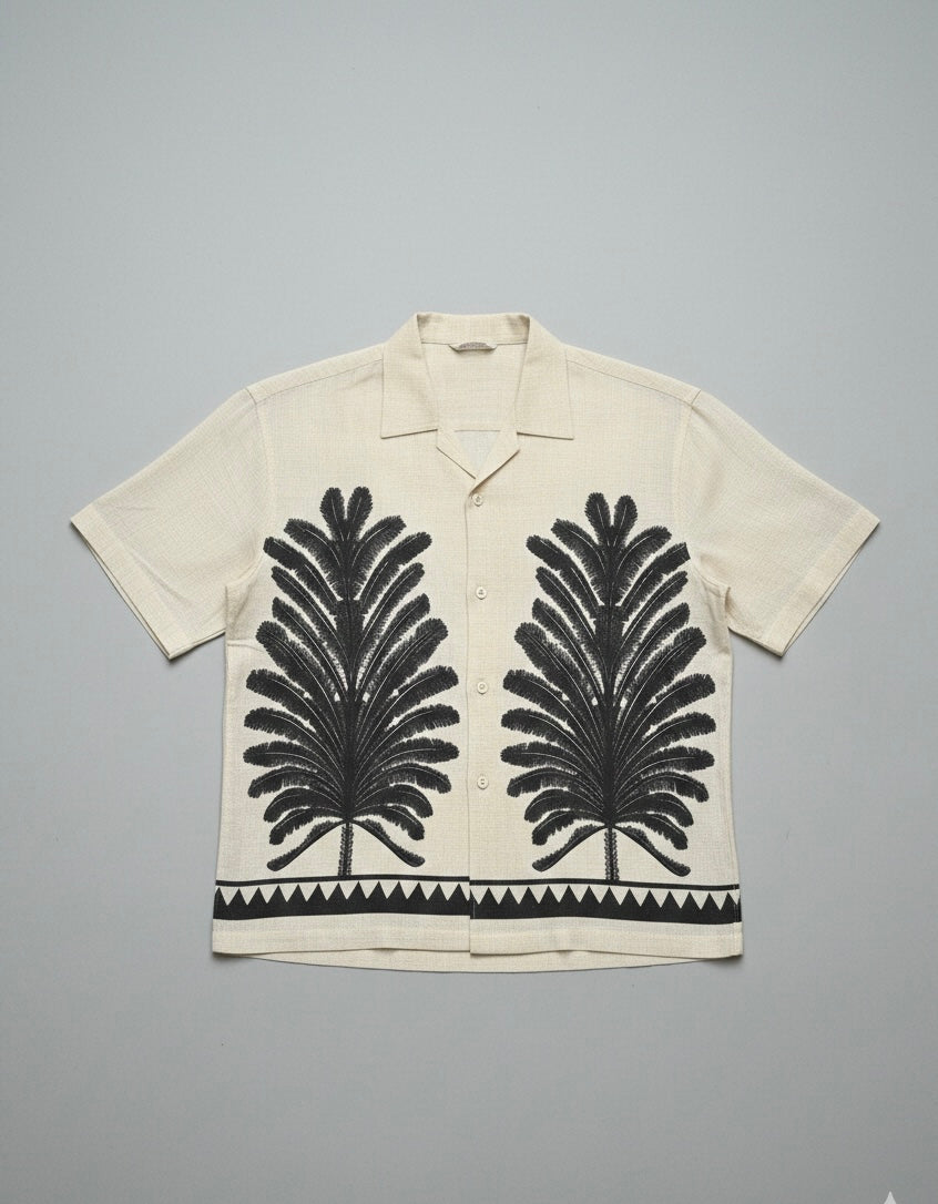 Tropical Palm Print Relaxed Fit Shirt